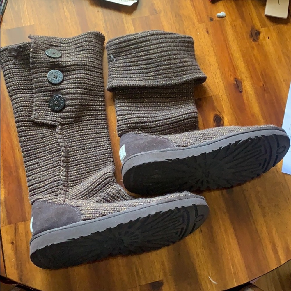 Authentic Brown and Gold Knit Cardy Ugg Boots